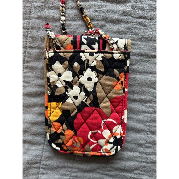 VERA BRADLEY CROSSBODY Bittersweet  CELL PHONE BAG SILVERTONE & FABRIC CHAIN RET - Picture 12 of 13
